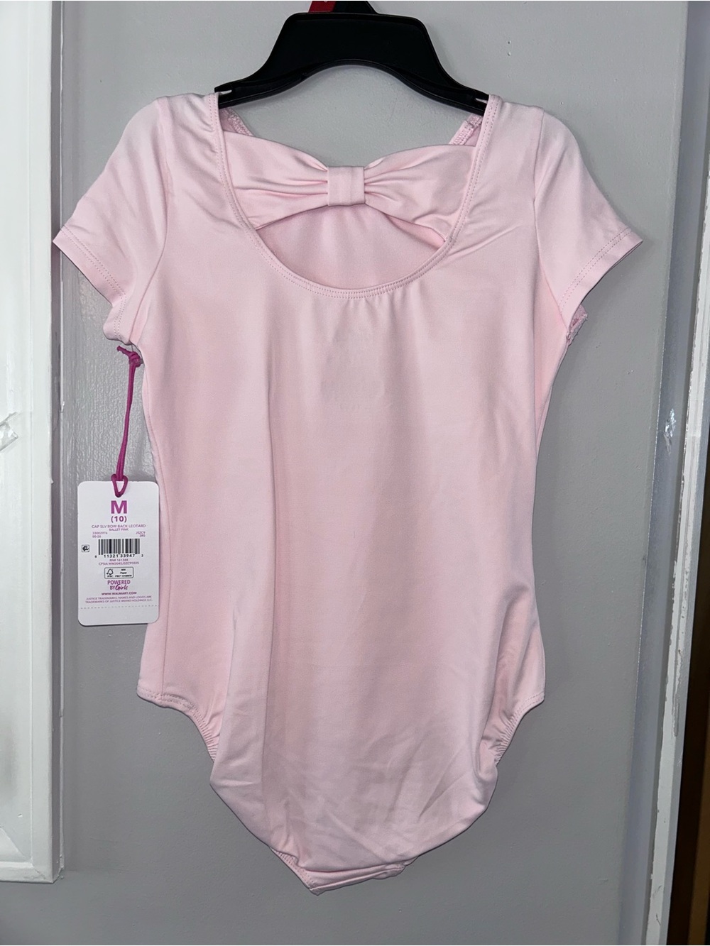 Justice Pink Short-Sleeve Bow-Back Kids Leotard